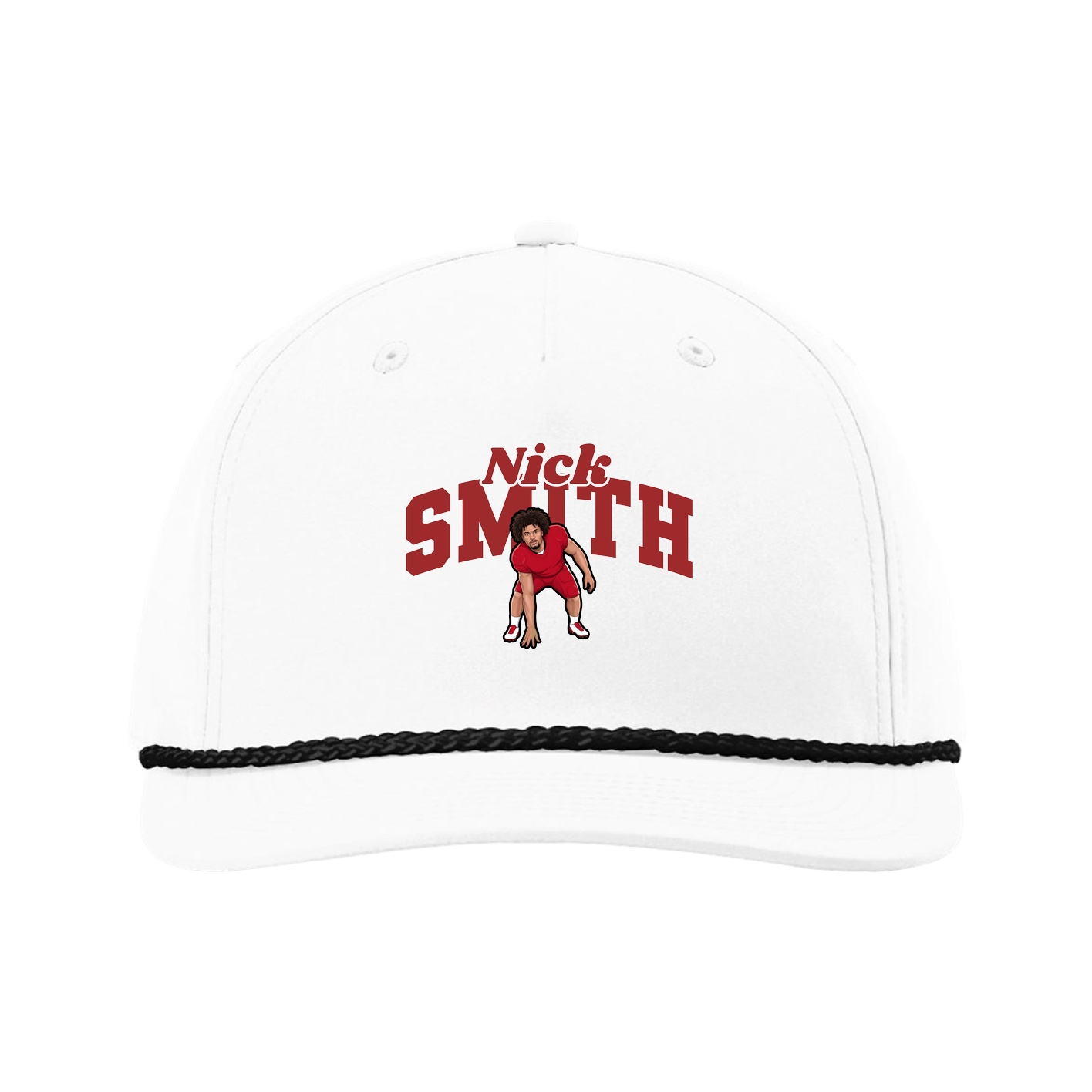 Five-Panel Classic Rope Cap — Signature Arch in White