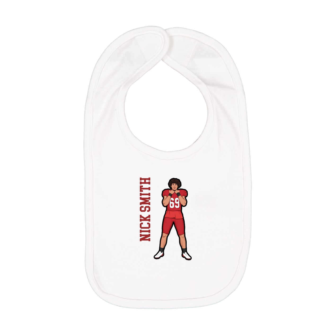 Infant Bib — Name Vertical in White
