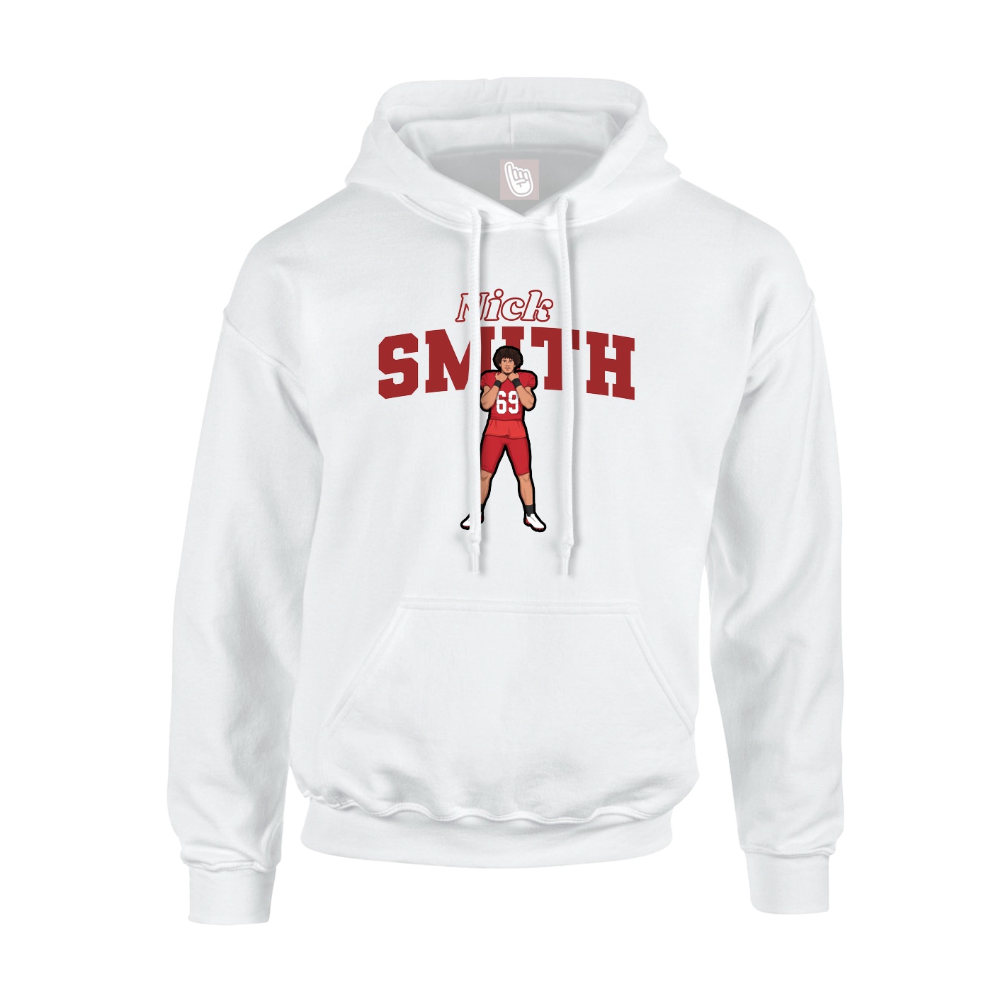 Youth Hoodie — Name Arch in White