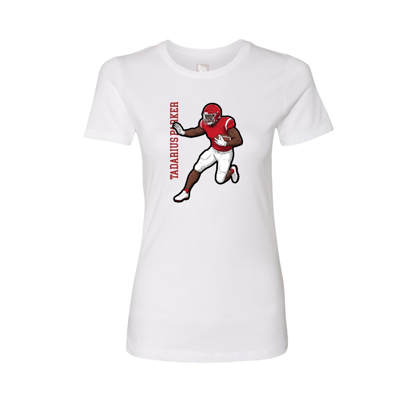 Fitted Women's Tee — Name Vertical in White