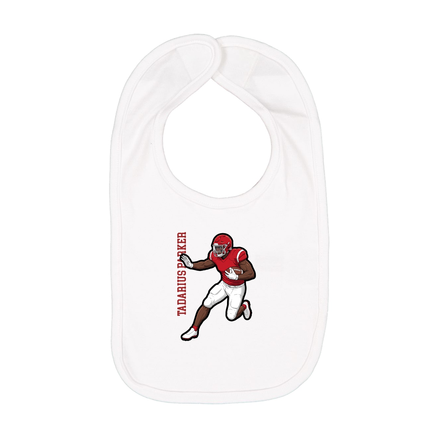 Infant Bib — Name Vertical in White