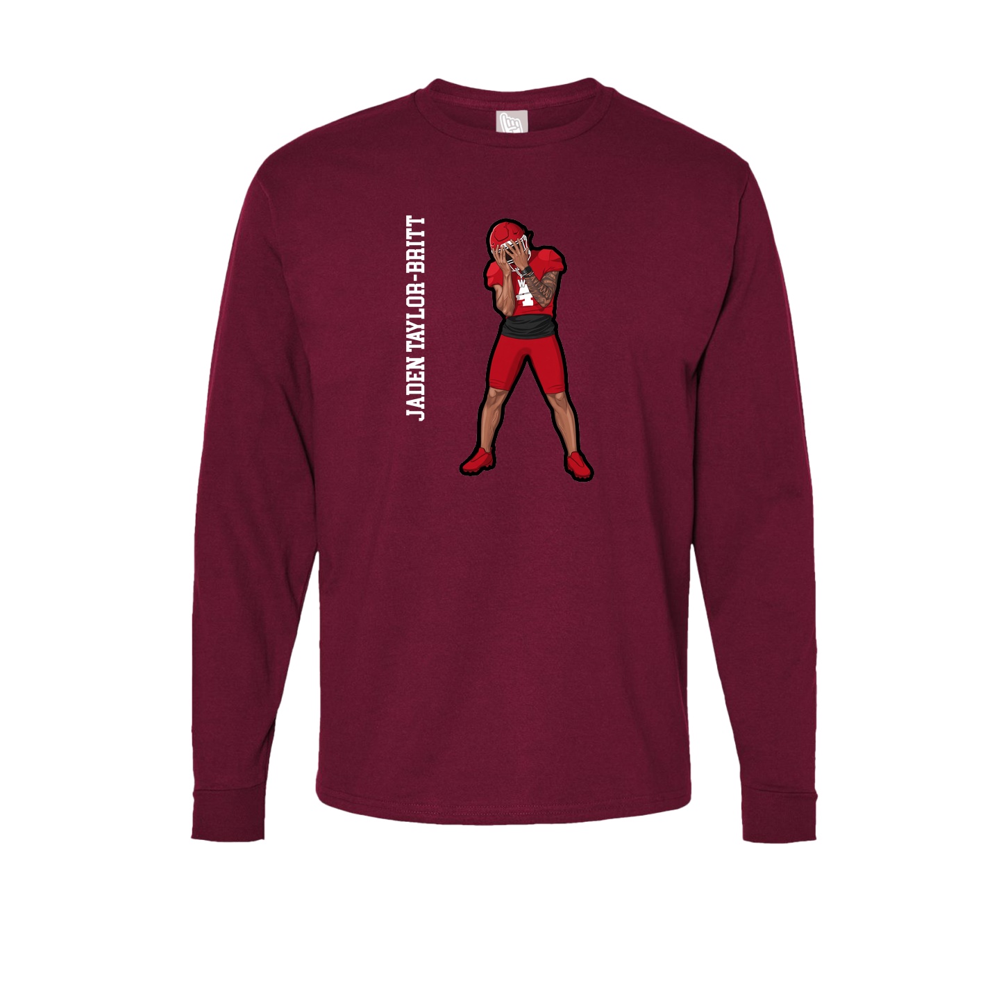Long Sleeve Tee — Name Vertical in Cardinal