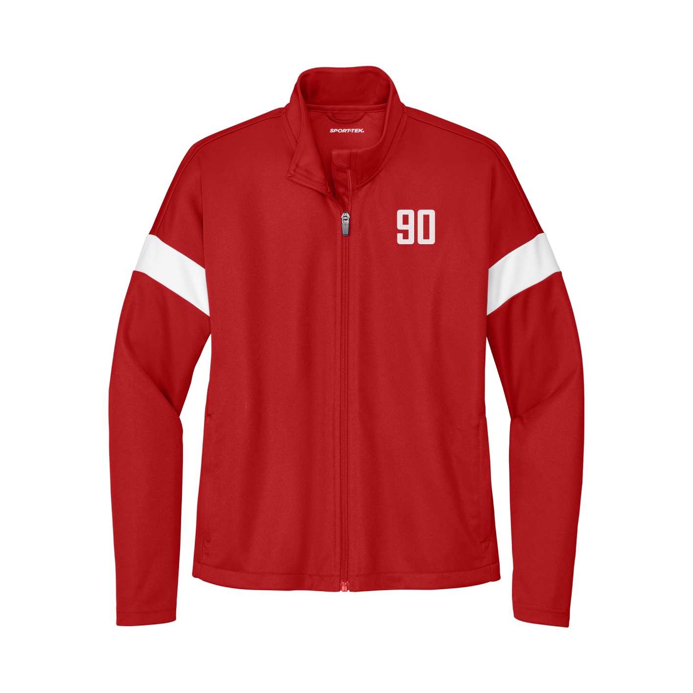 Womens Team Travel Full-Zip Jacket — Front Shirsy in Cardinal/White