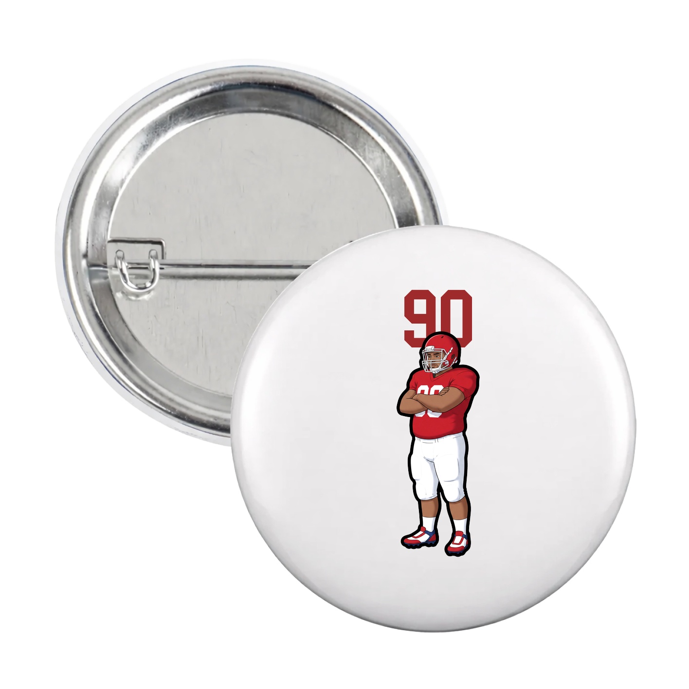 Game Day Button — Number Top in White