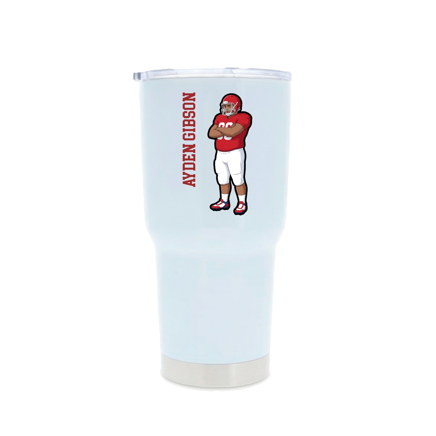 30oz Stainless Steel Tumbler — Name Vertical in White