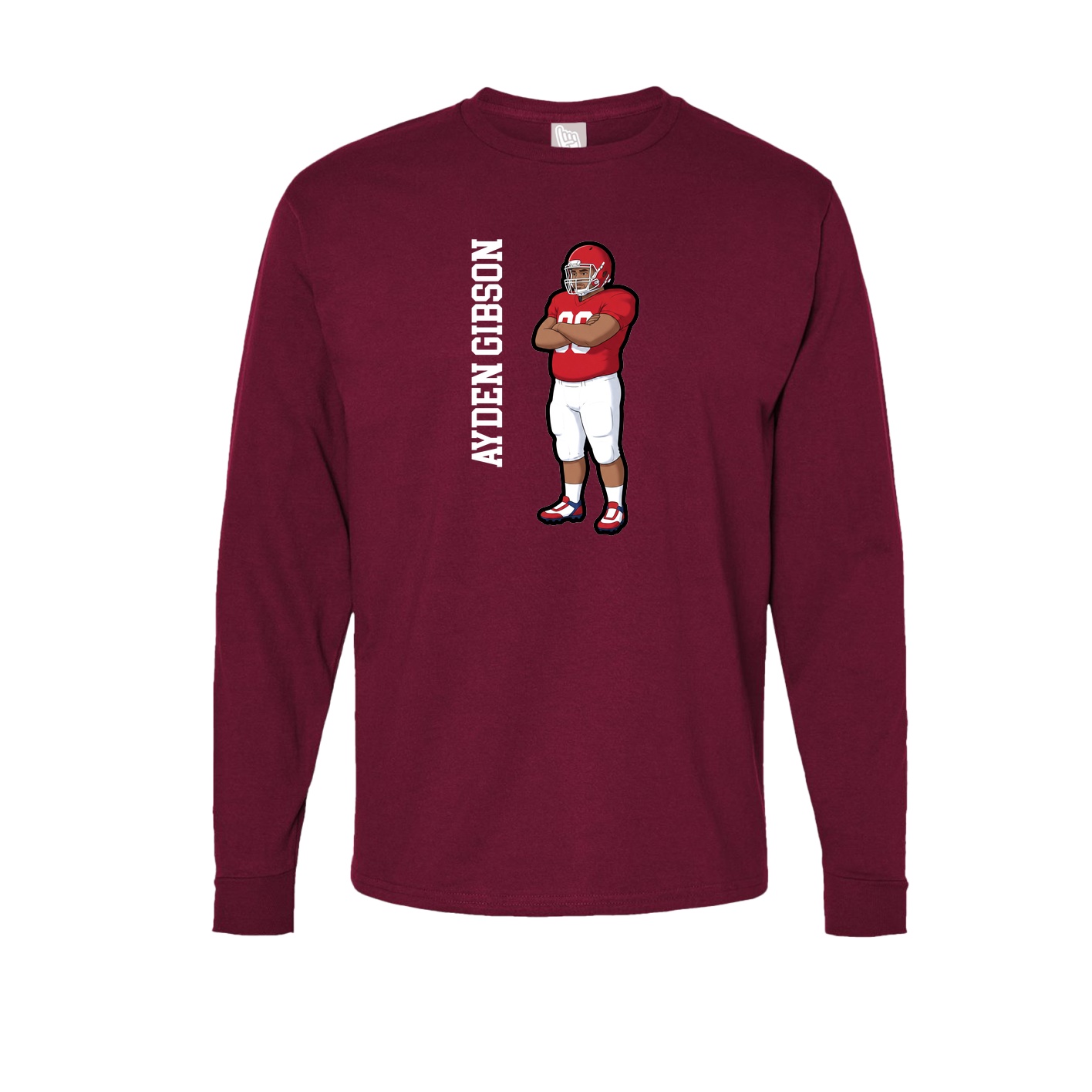 Long Sleeve Tee — Name Vertical in Cardinal