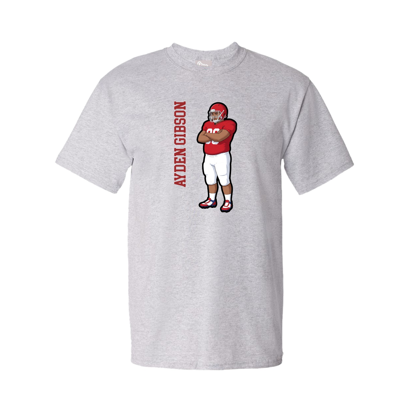Youth Tee — Name Vertical in Grey