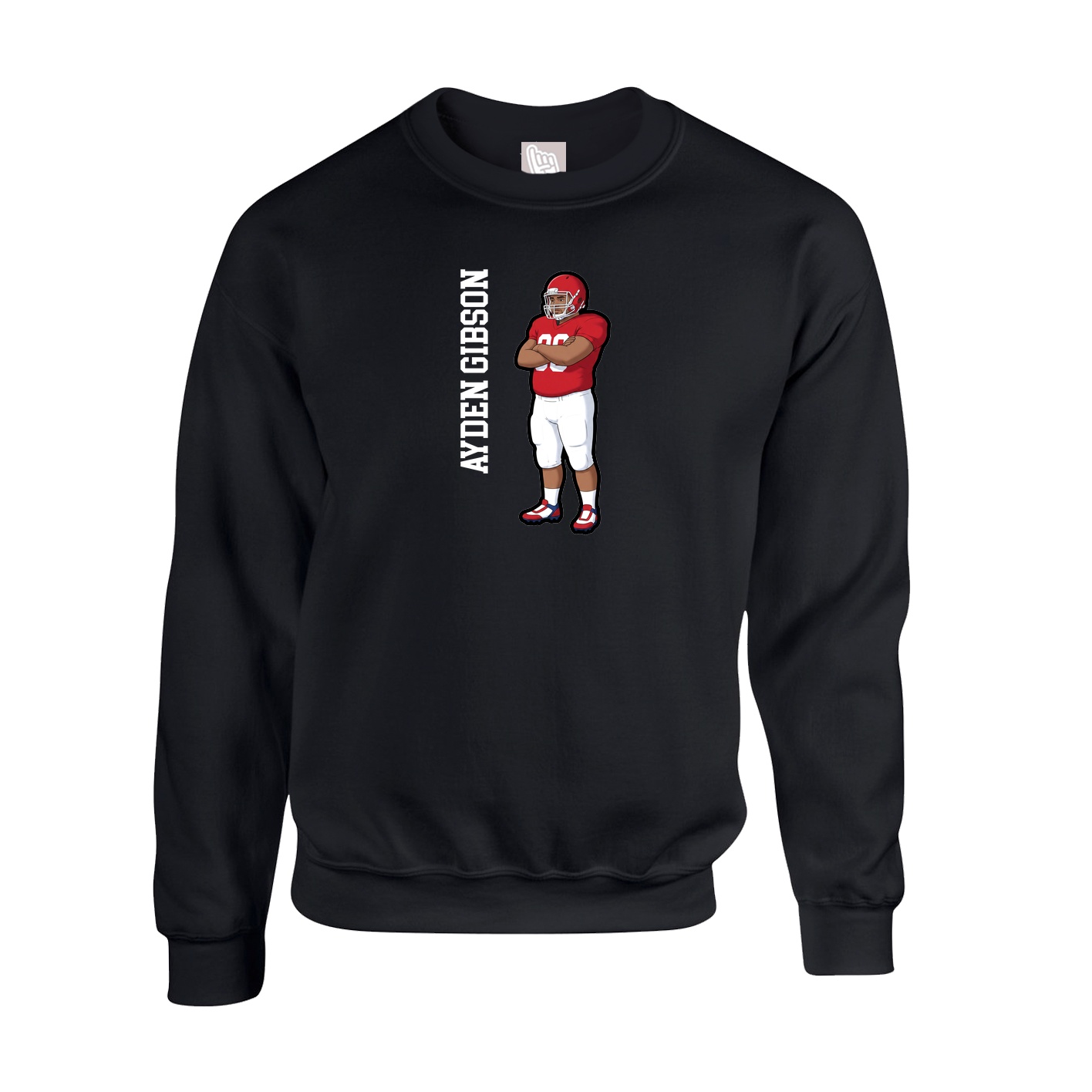 Fleece Crew — Name Vertical in Black