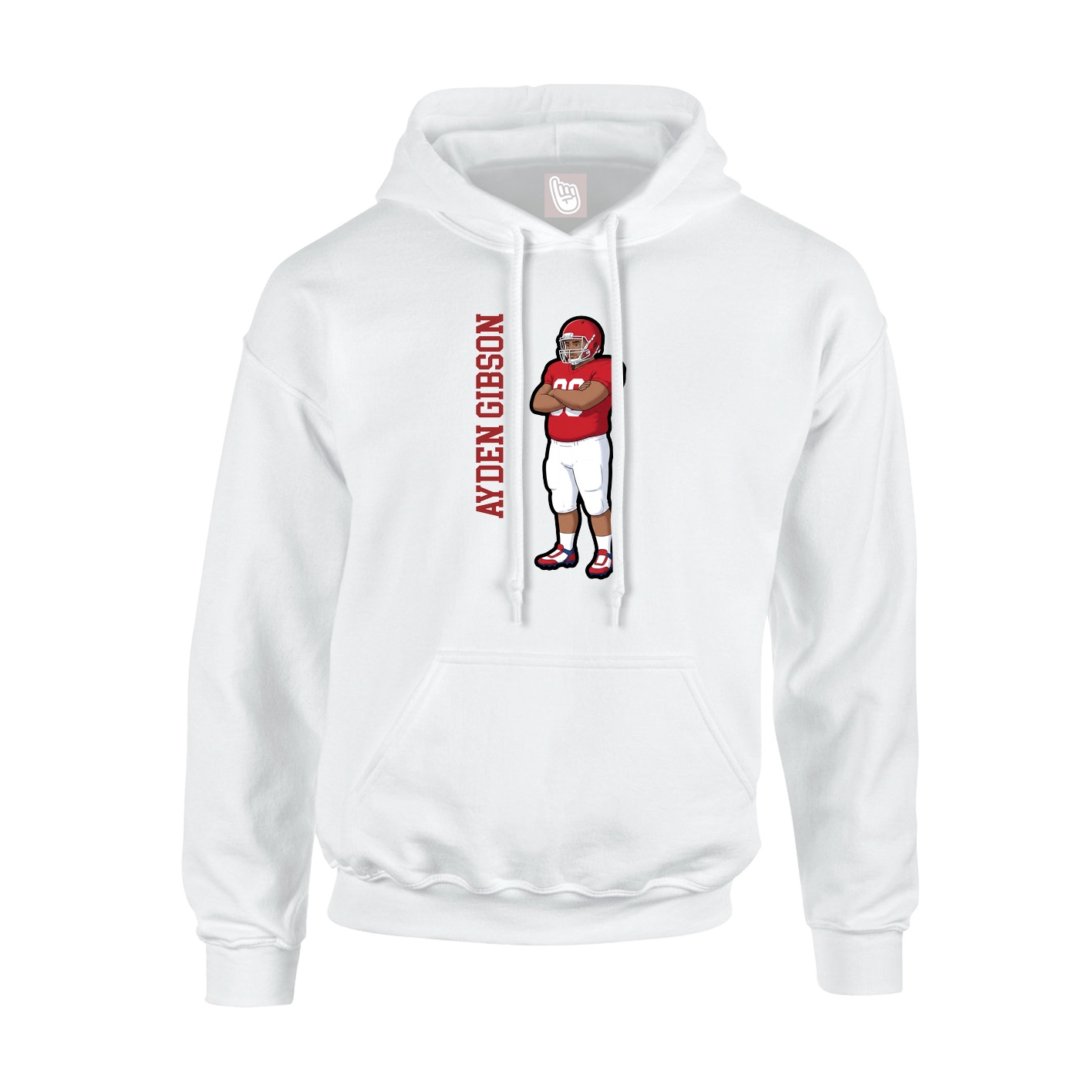 Youth Hoodie — Name Vertical in White