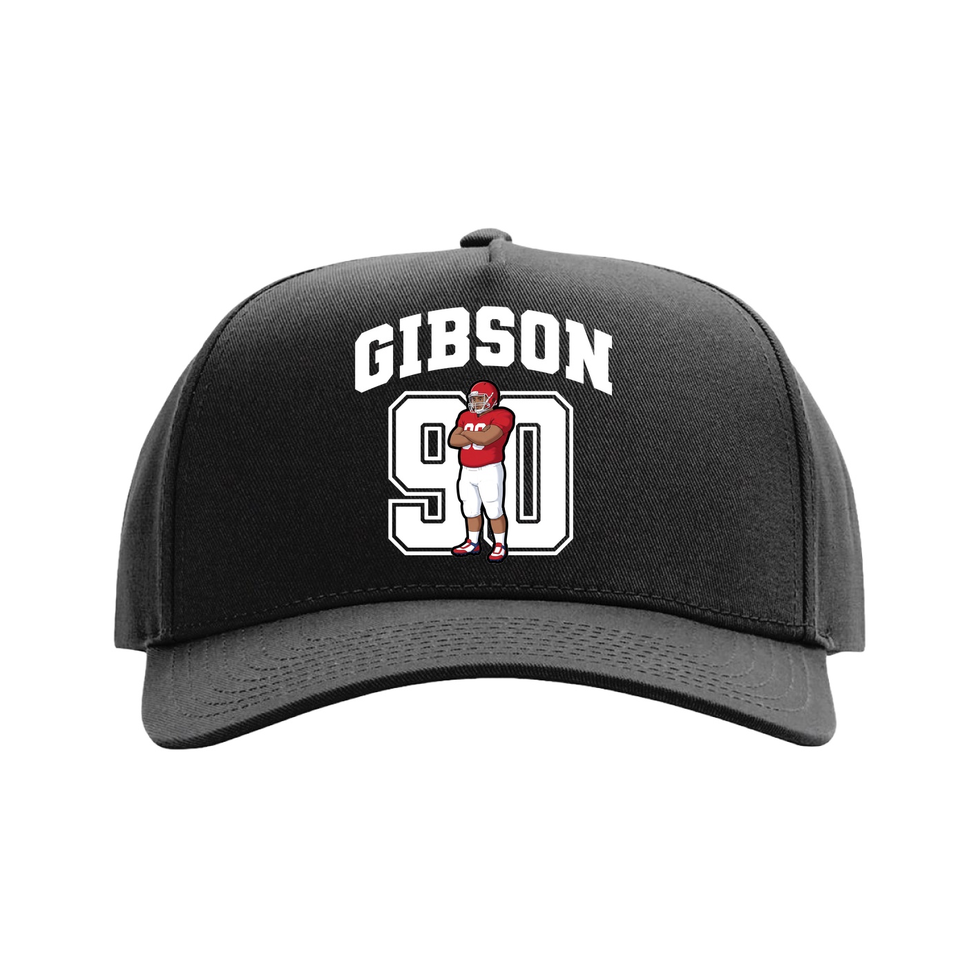 Full Fabric Five-Panel Champ Cap — Number in Black