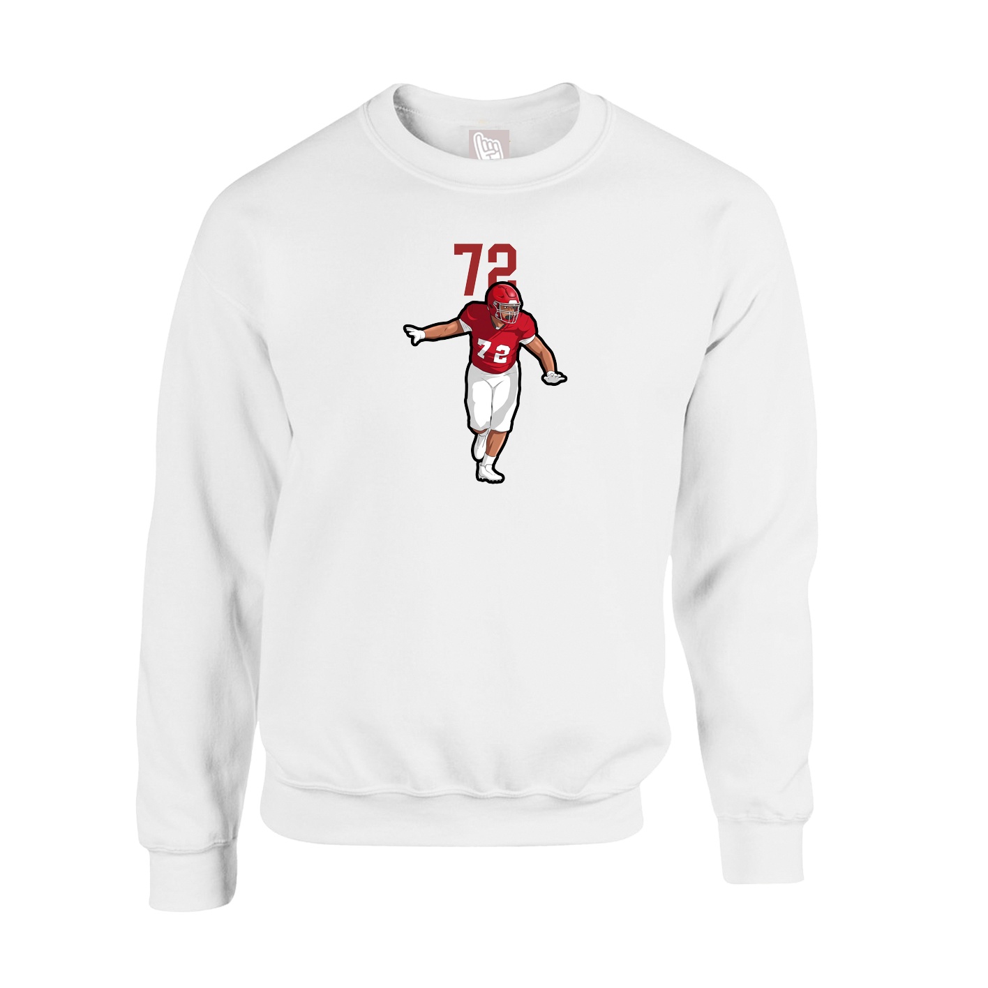 Fleece Crew — Number Top in White