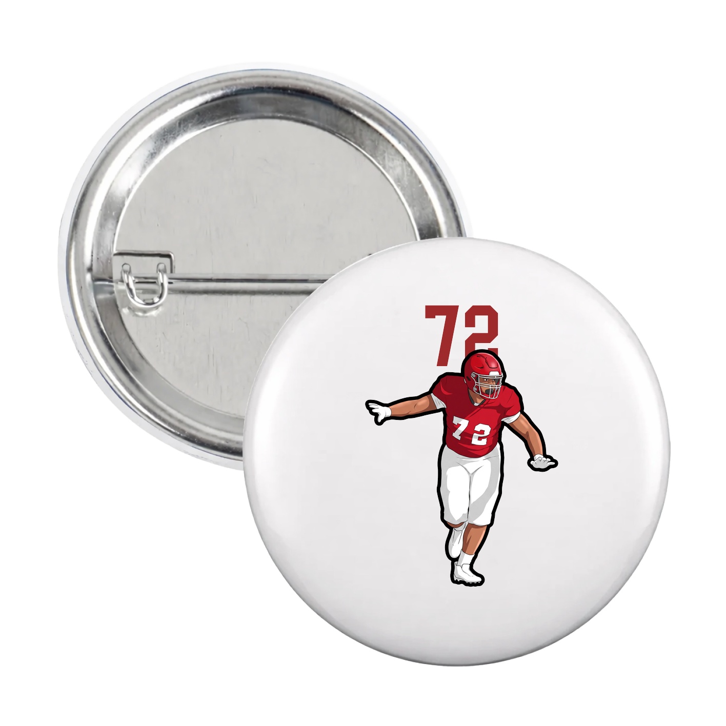 Game Day Button — Number Top in White