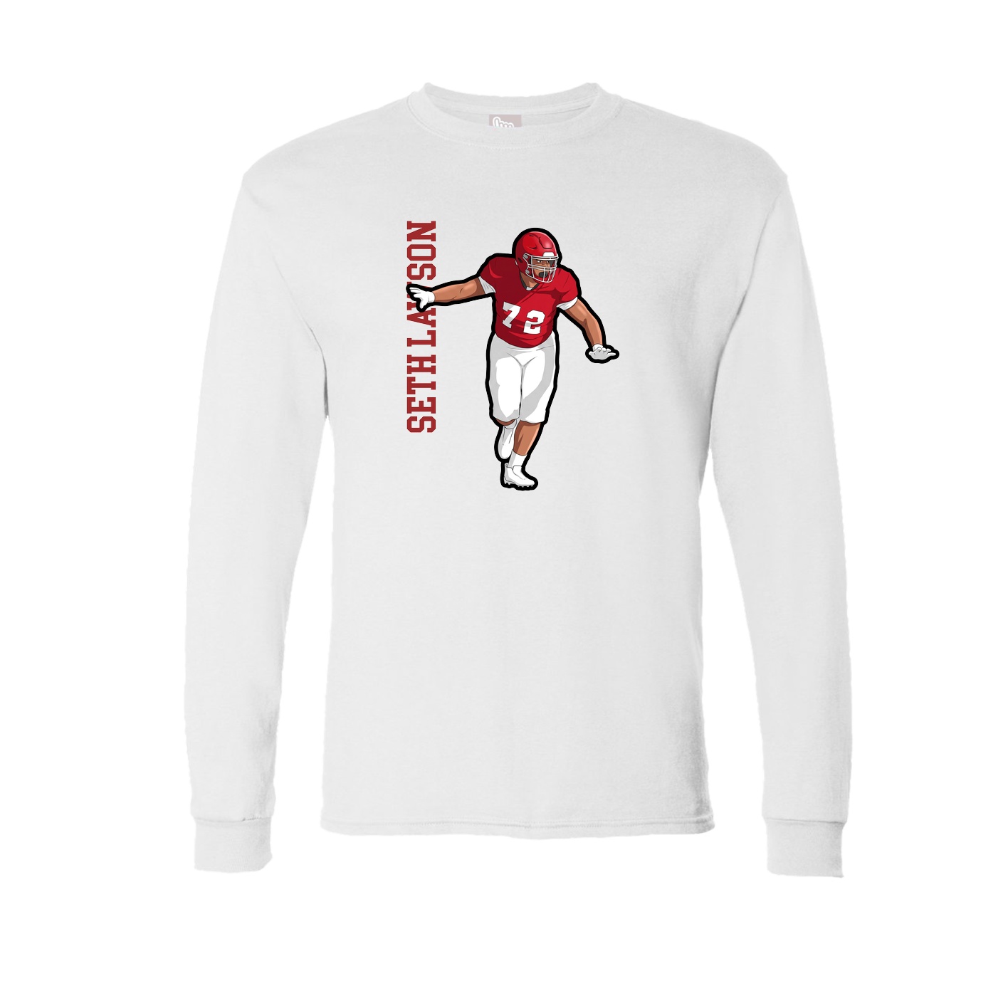 Long Sleeve Tee — Name Vertical in White