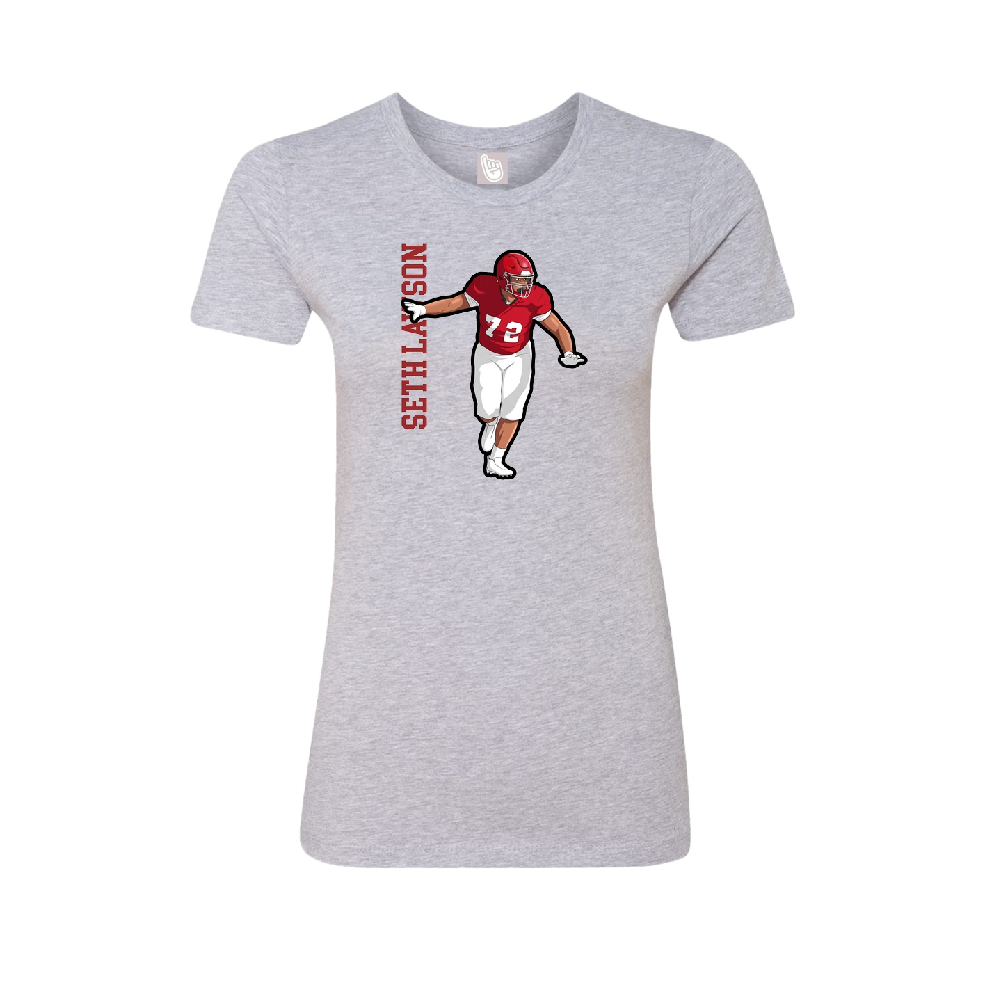 Fitted Women's Tee — Name Vertical in Grey