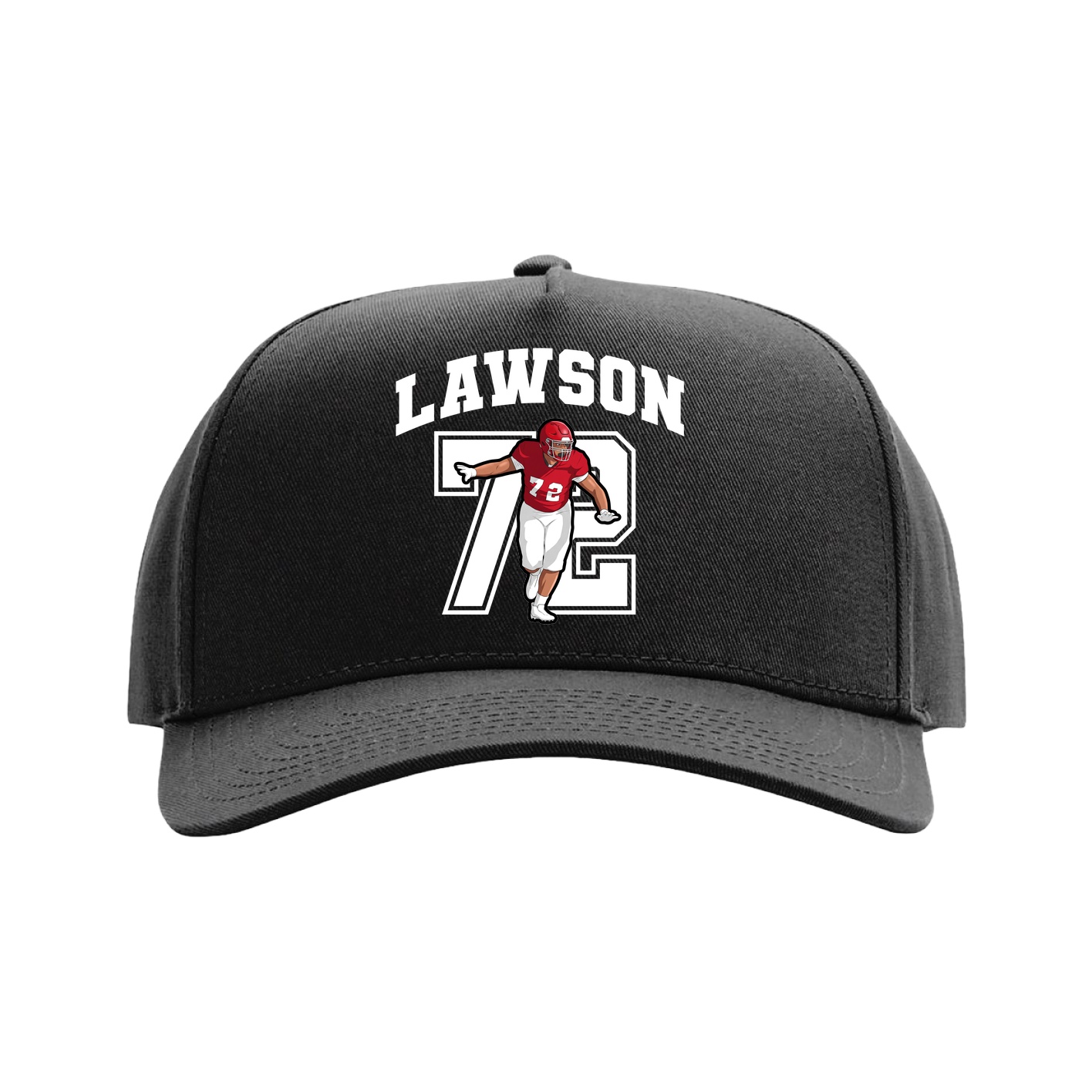 Full Fabric Five-Panel Champ Cap — Number in Black