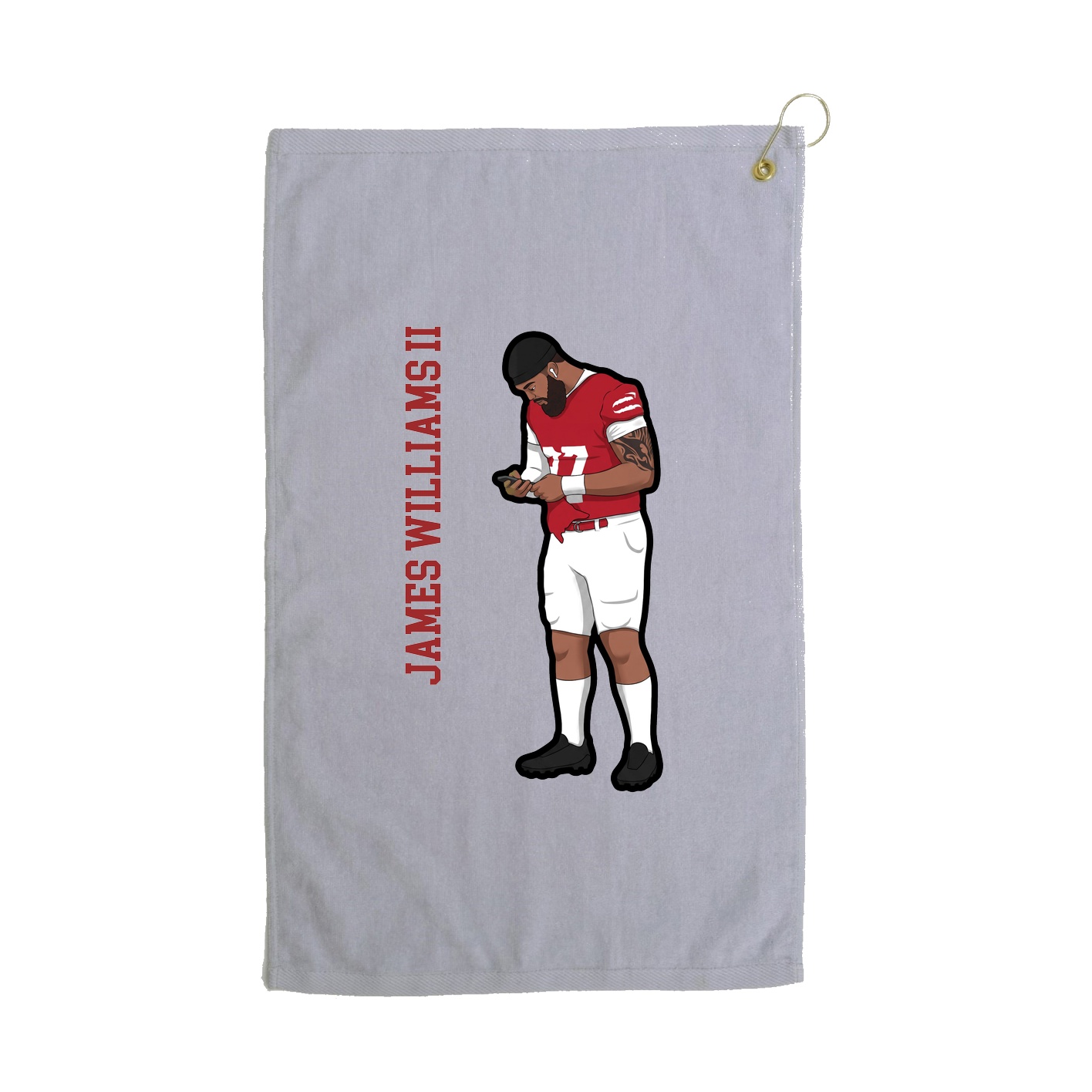 Golf Towel — Name Vertical in Grey