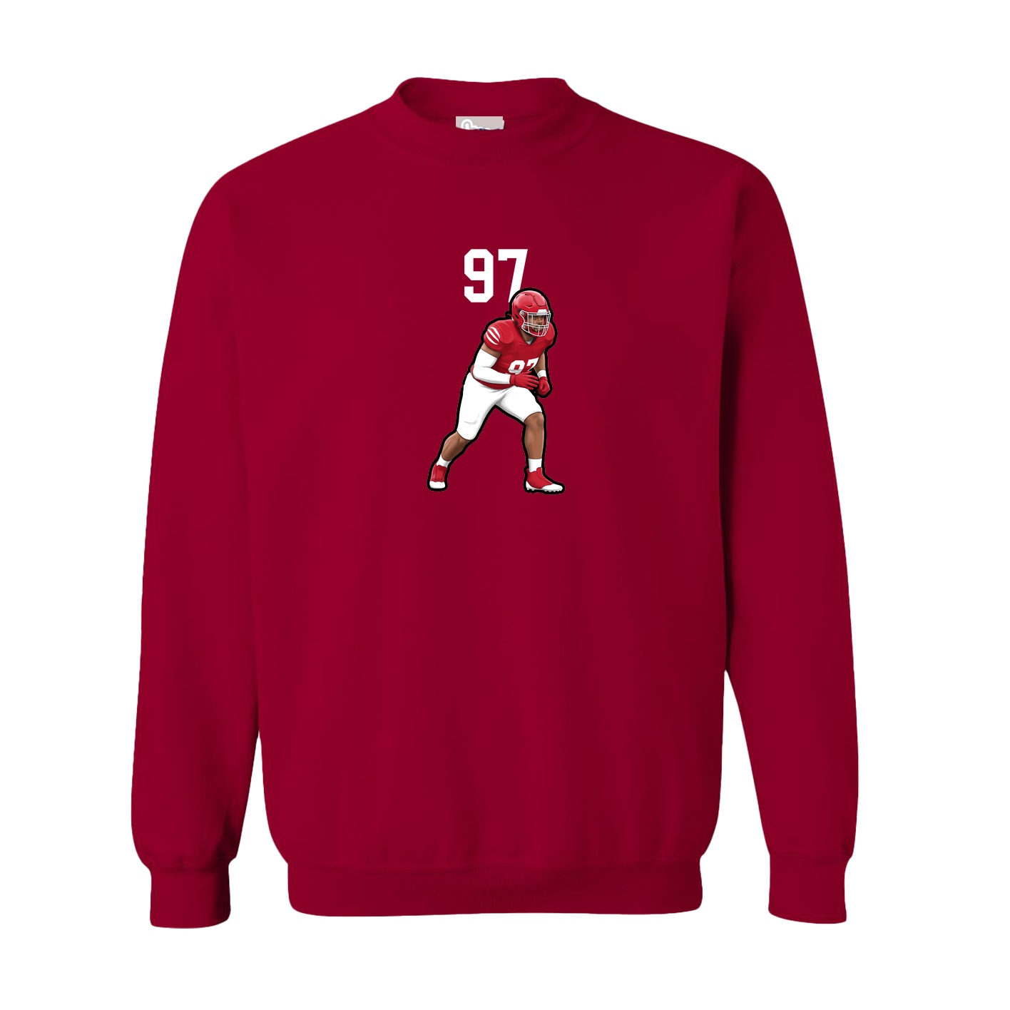 Fleece Crew — Number Top in Cardinal