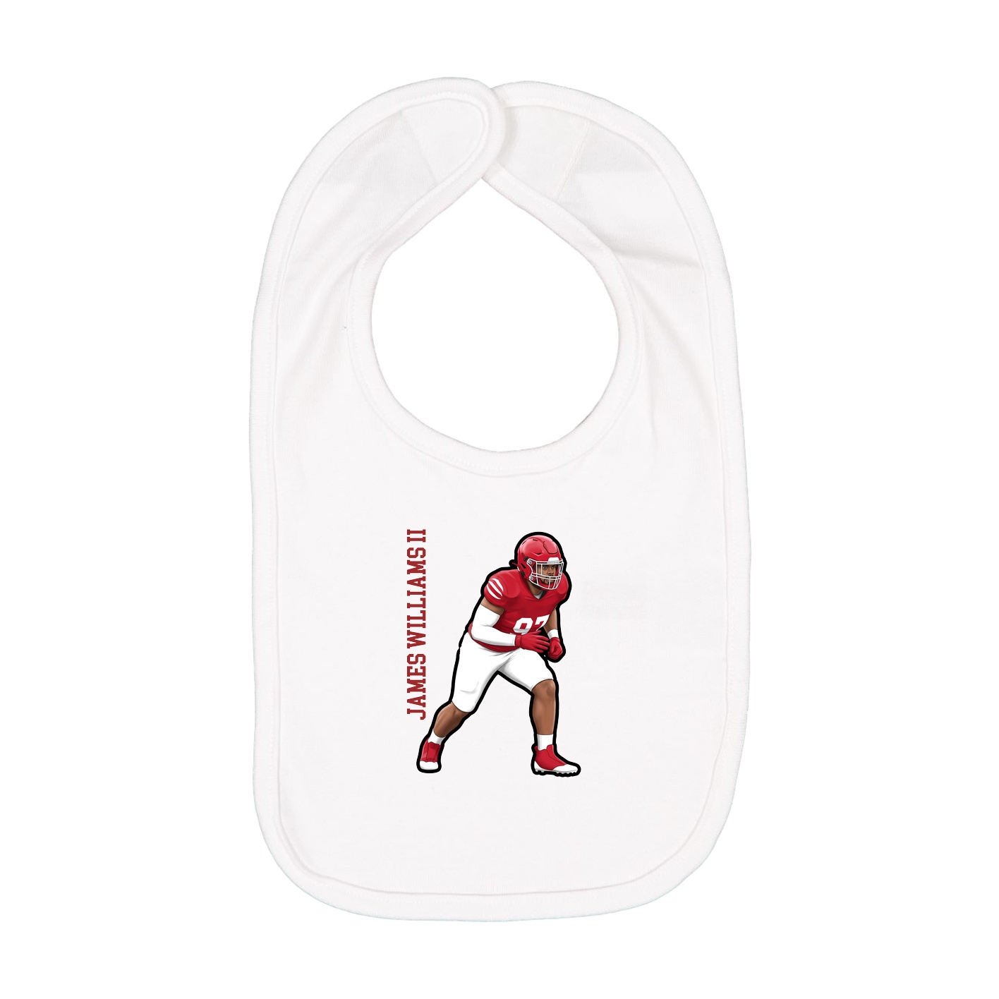 Infant Bib — Name Vertical in White