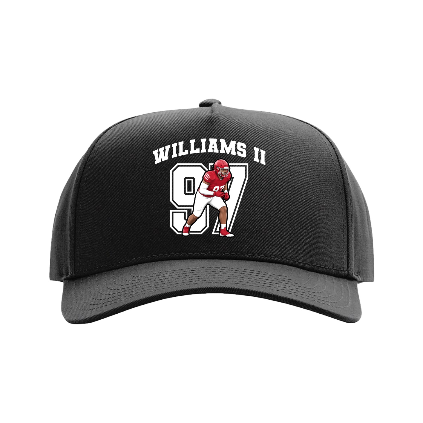 Full Fabric Five-Panel Champ Cap — Number in Black