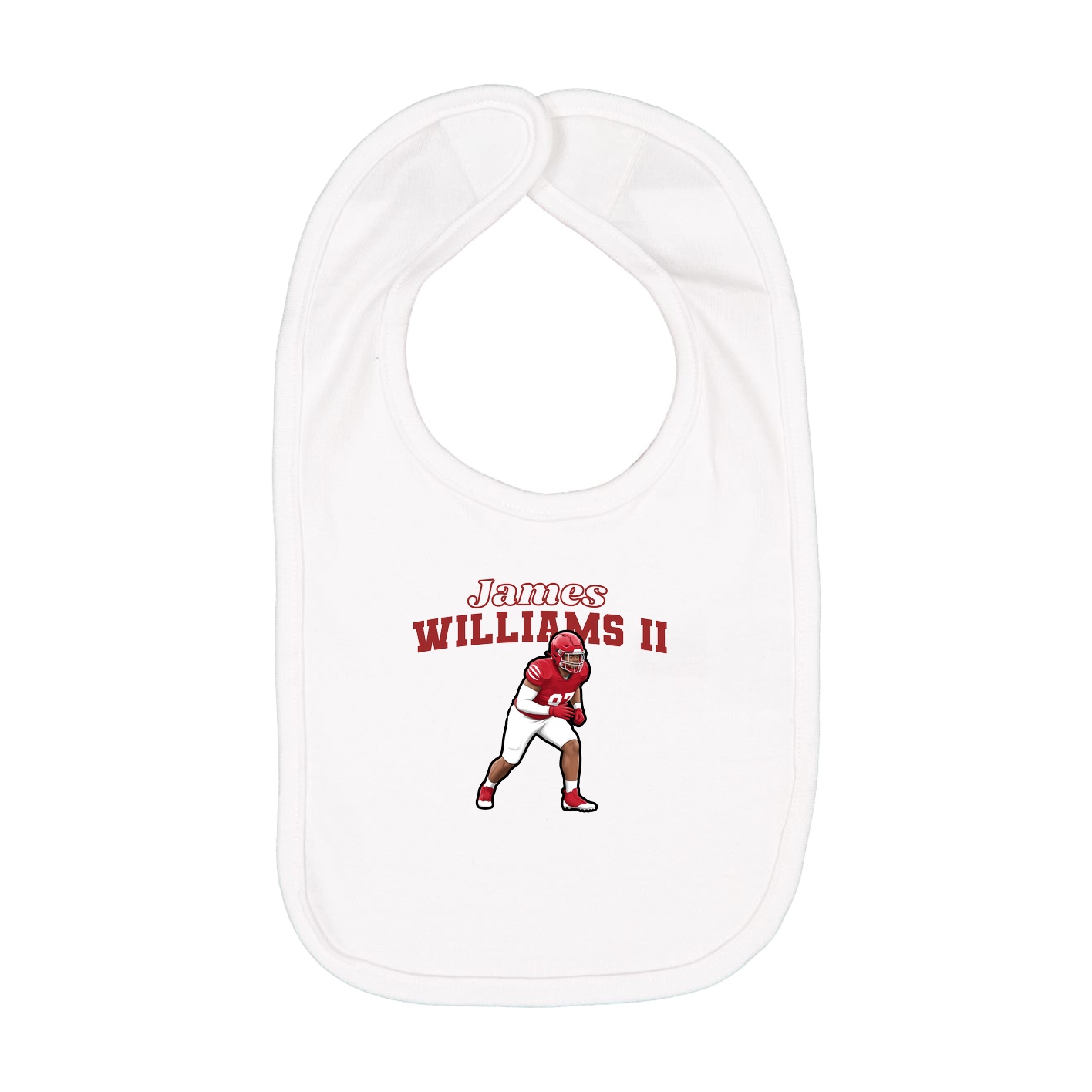 Infant Bib — Name Arch in White