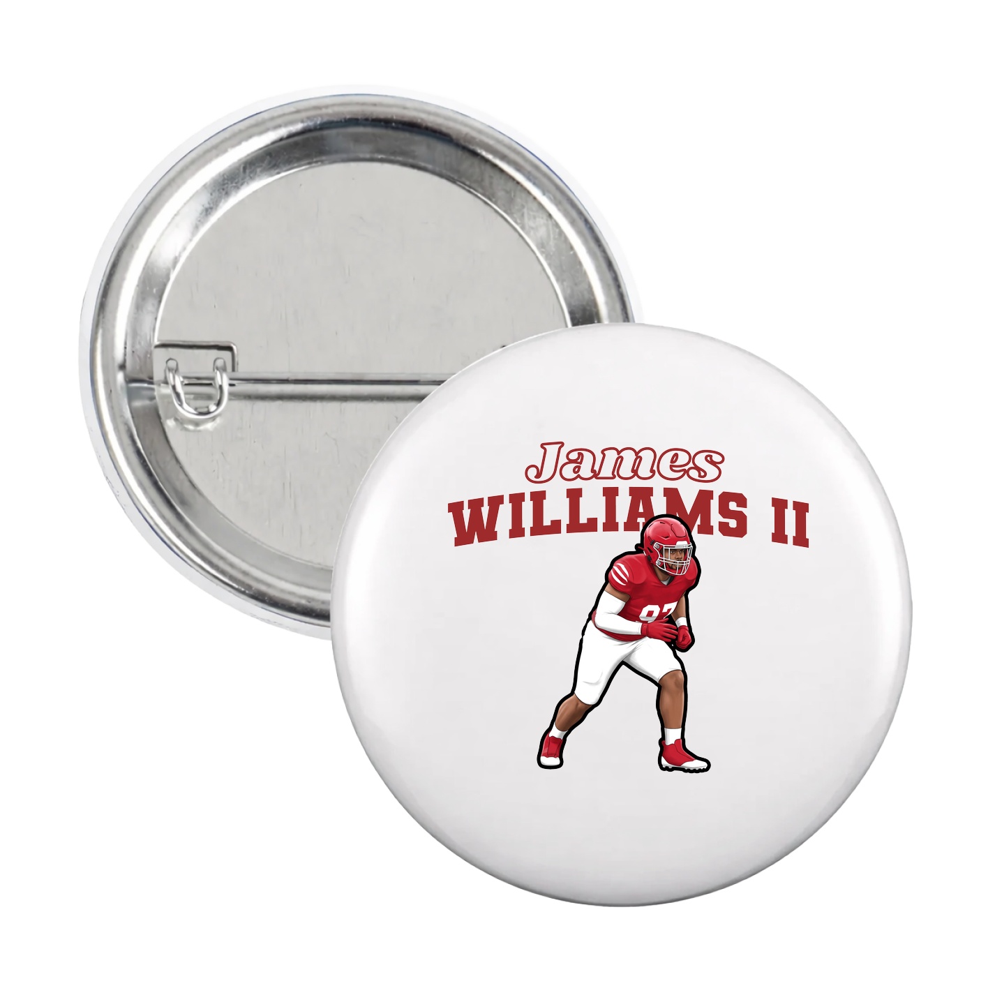 Game Day Button — Name Arch in White