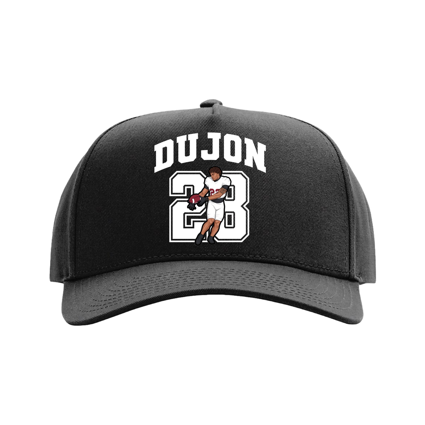 Full Fabric Five-Panel Champ Cap — Number in Black