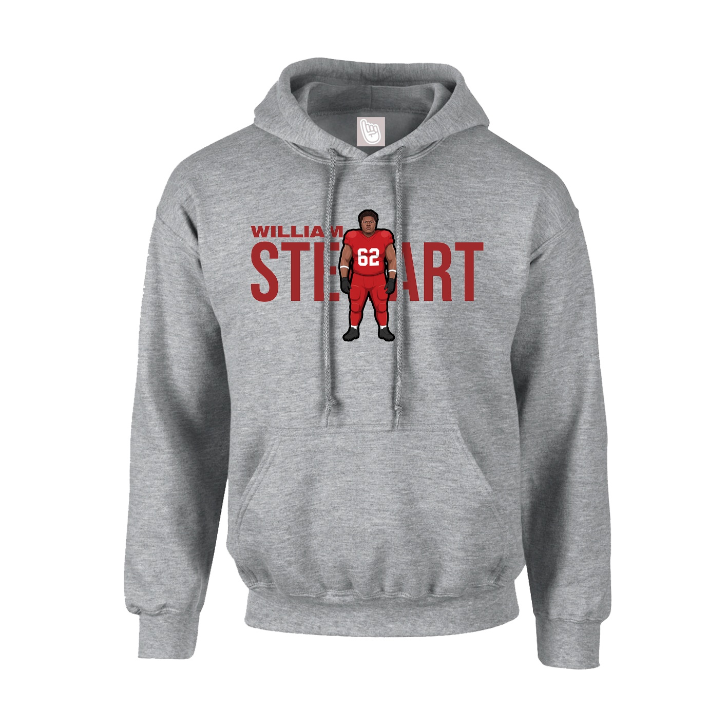 Hoodie — Player Name in Grey