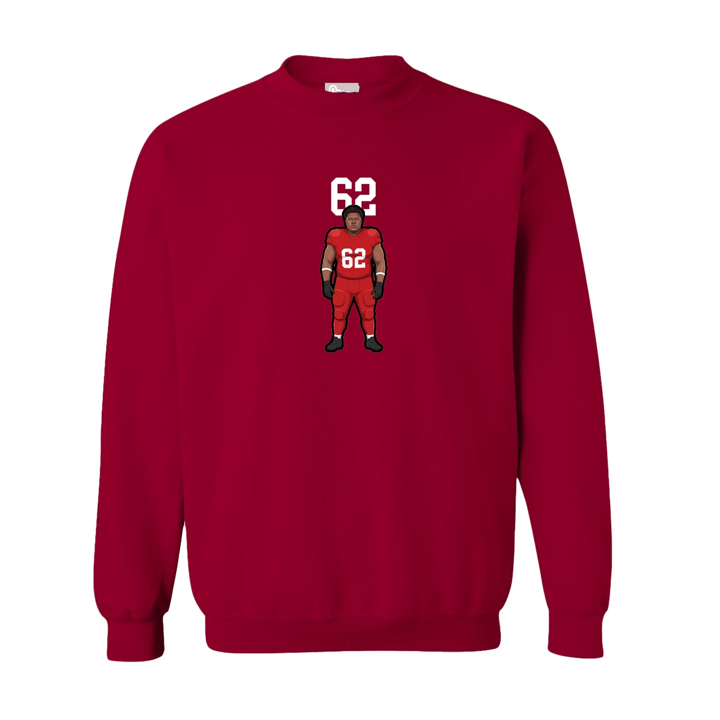 Fleece Crew — Number Top in Cardinal
