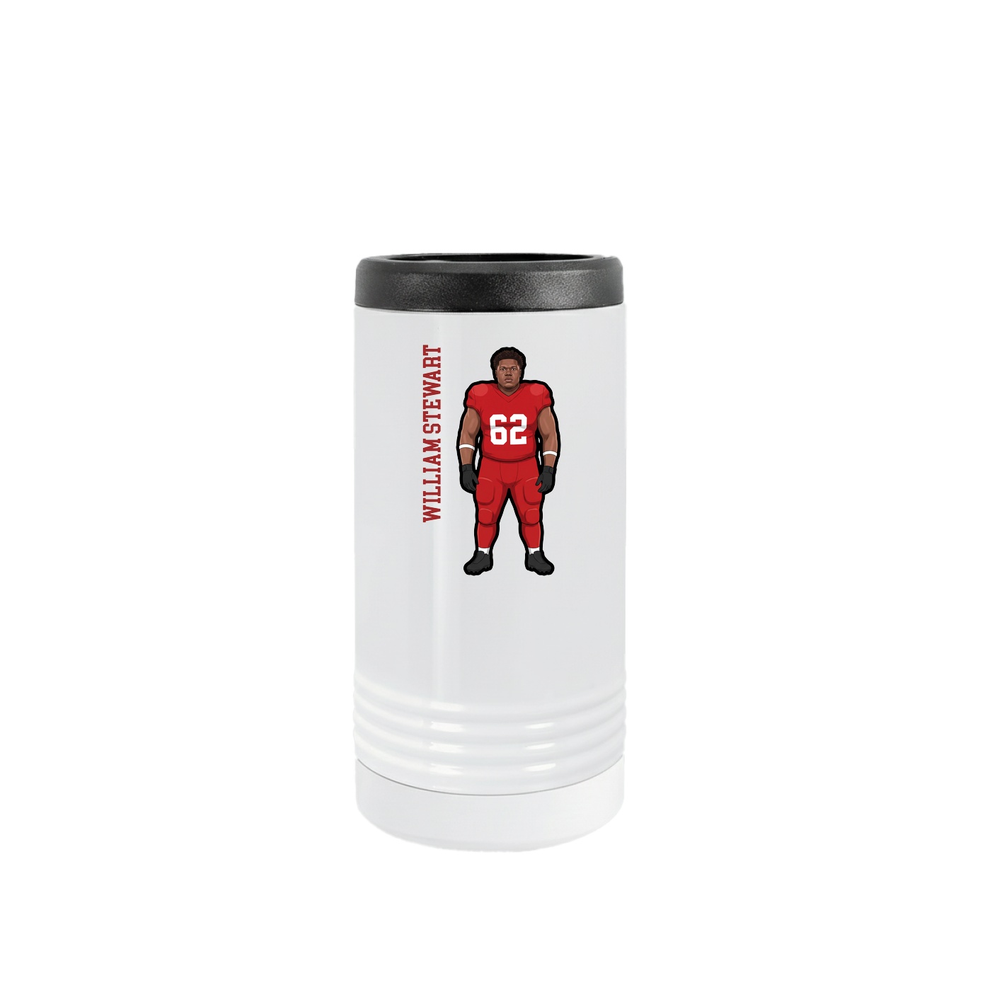 Slim Beverage Holder — Name Vertical in White