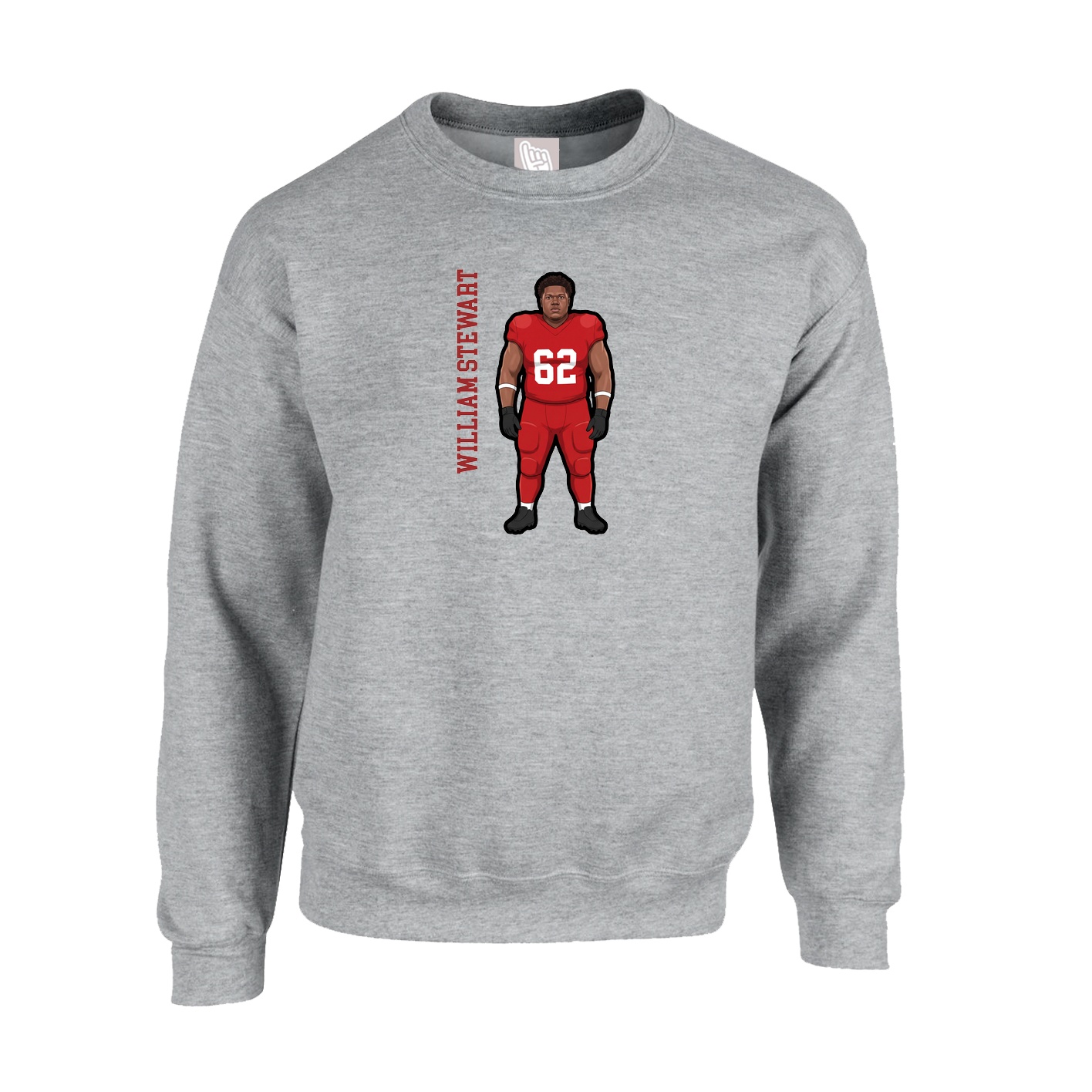 Fleece Crew — Name Vertical in Grey