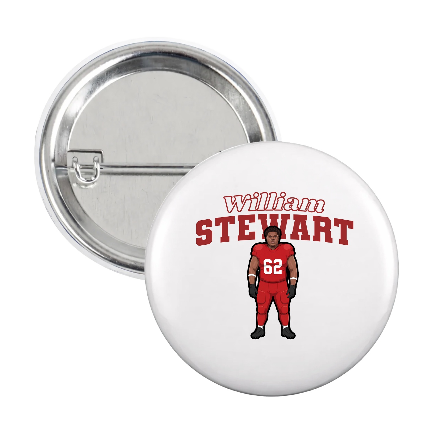 Game Day Button — Name Arch in White