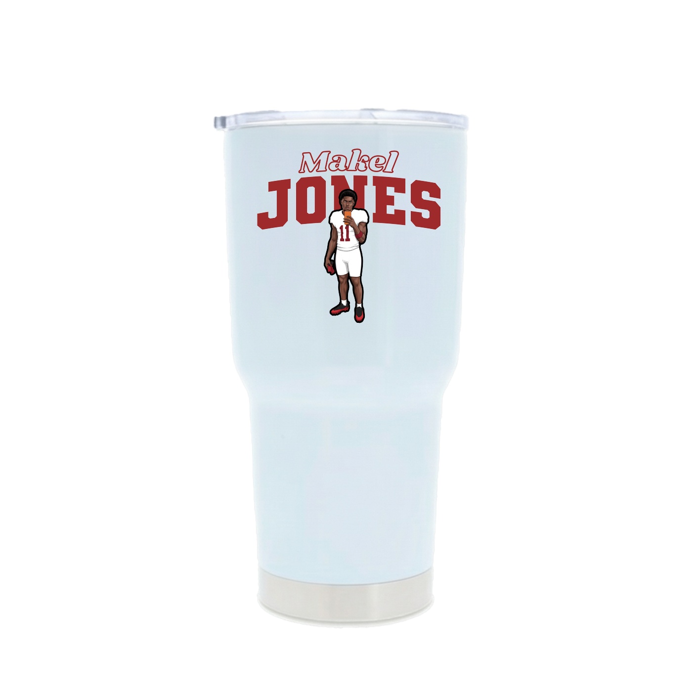 30oz Stainless Steel Tumbler — Name Arch in White