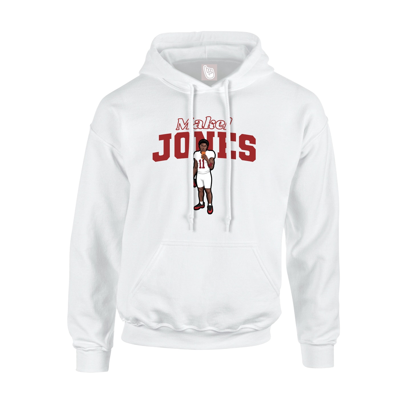 Youth Hoodie — Name Arch in White