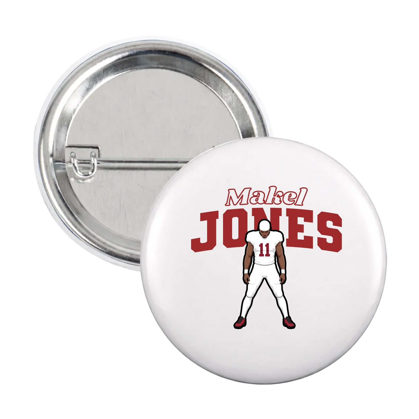 Game Day Button — Name Arch in White