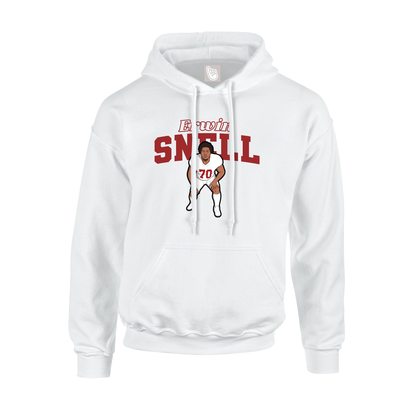 Youth Hoodie — Name Arch in White