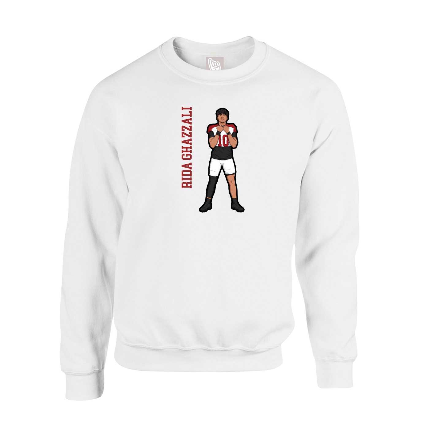 Fleece Crew — Name Vertical in White