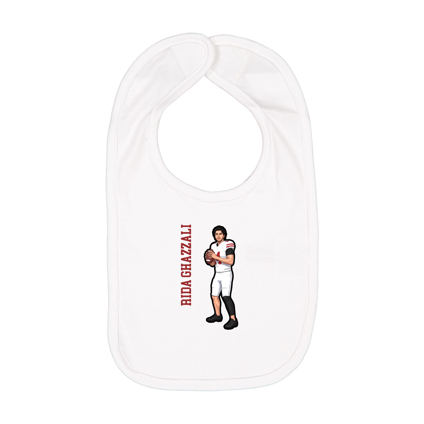 Infant Bib — Name Vertical in White