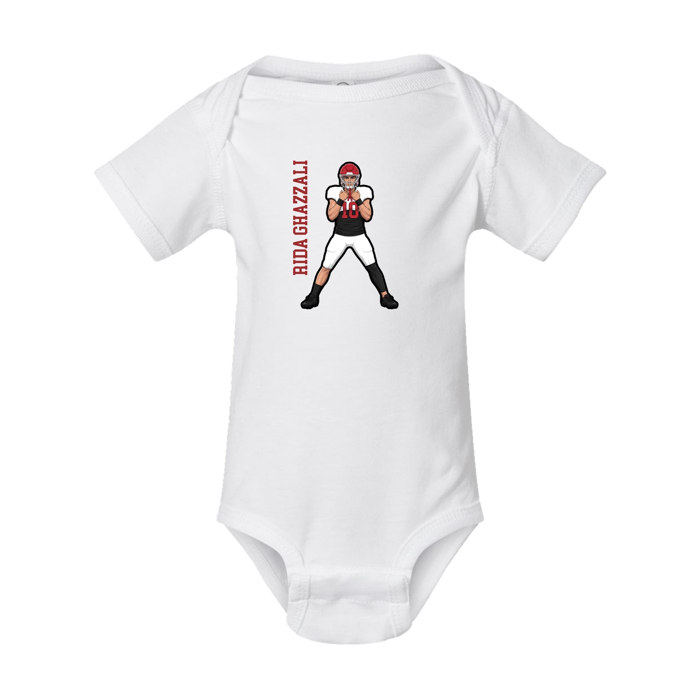 Baby Onesie — Name Vertical in White