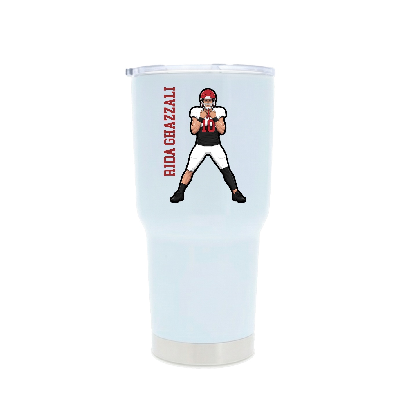 30oz Stainless Steel Tumbler — Name Vertical in White