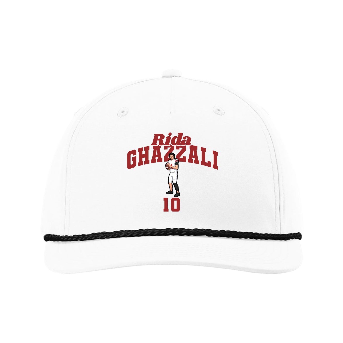 Five-Panel Classic Rope Cap — Signature Arch in White