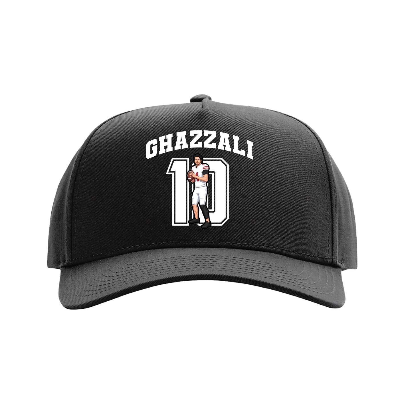 Full Fabric Five-Panel Champ Cap — Number in Black