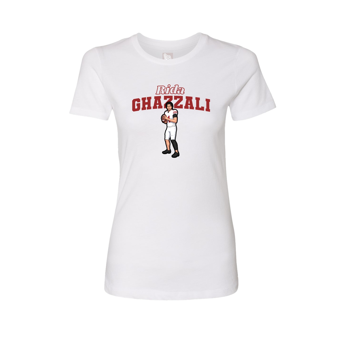 Fitted Women's Tee — Name Arch in White