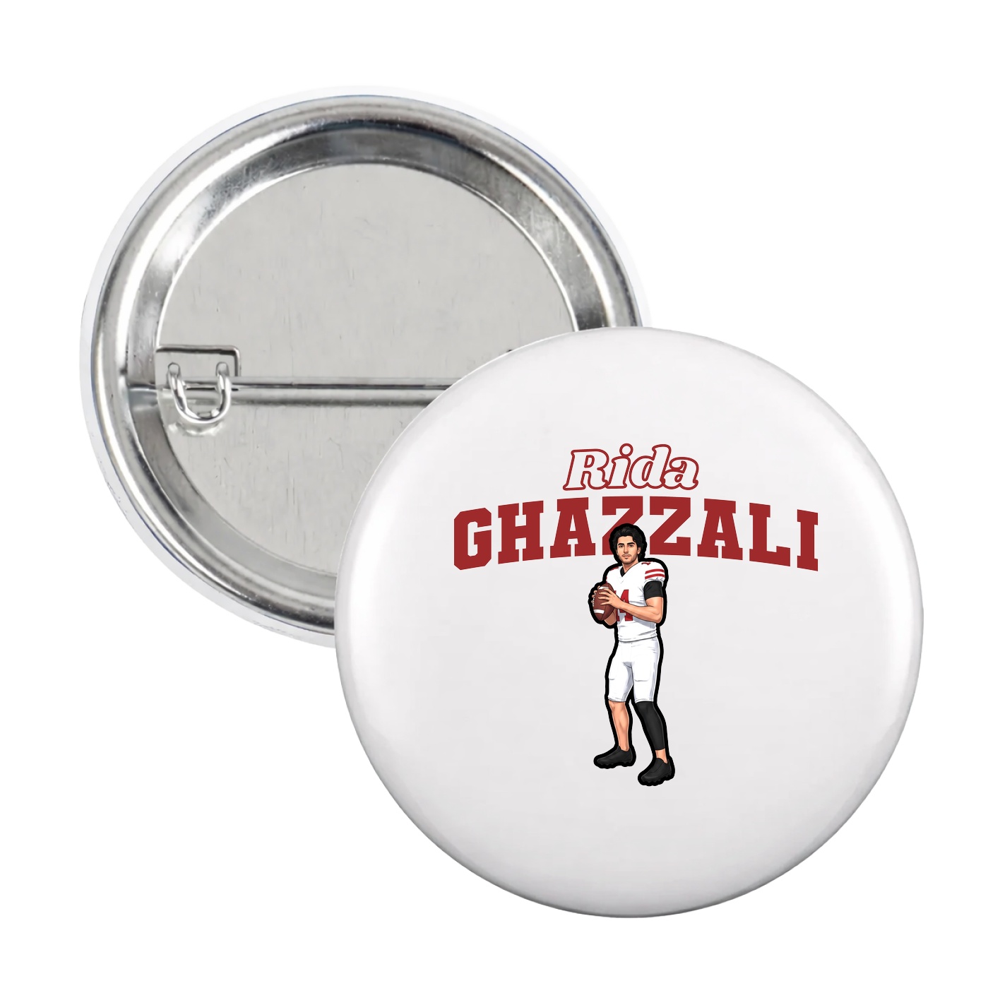 Game Day Button — Name Arch in White