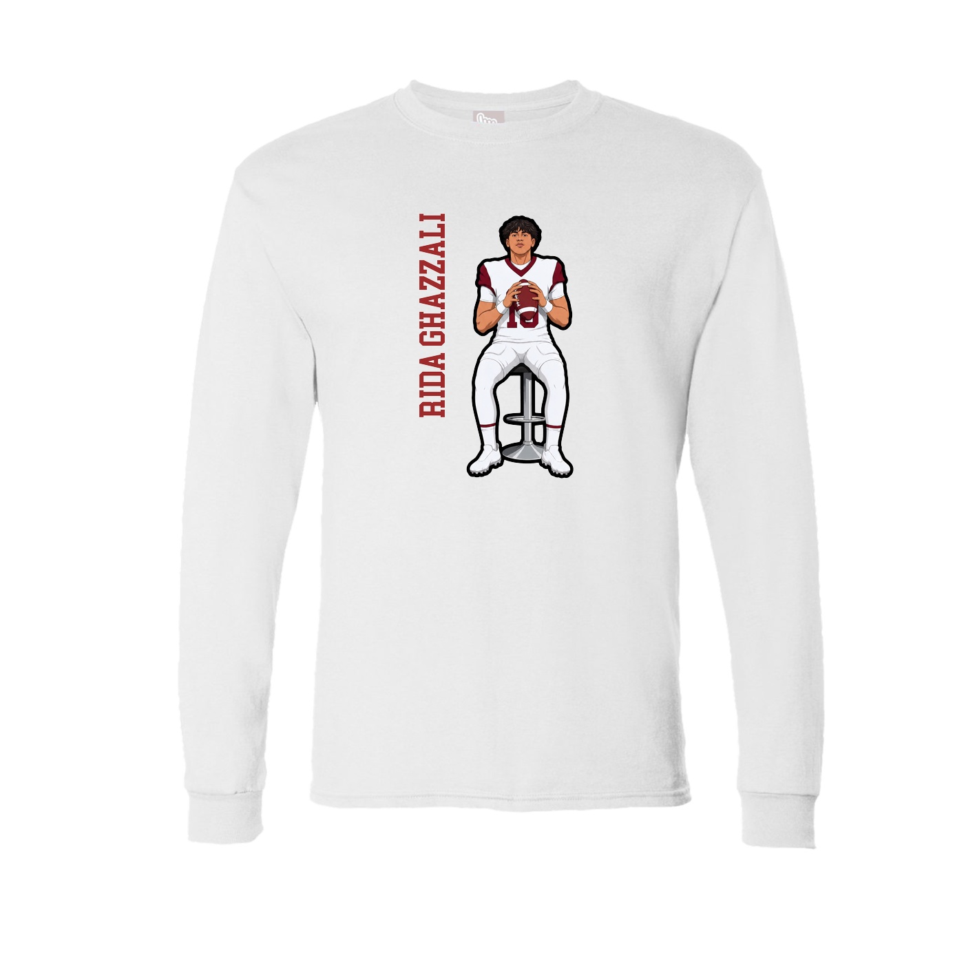 Long Sleeve Tee — Name Vertical in White