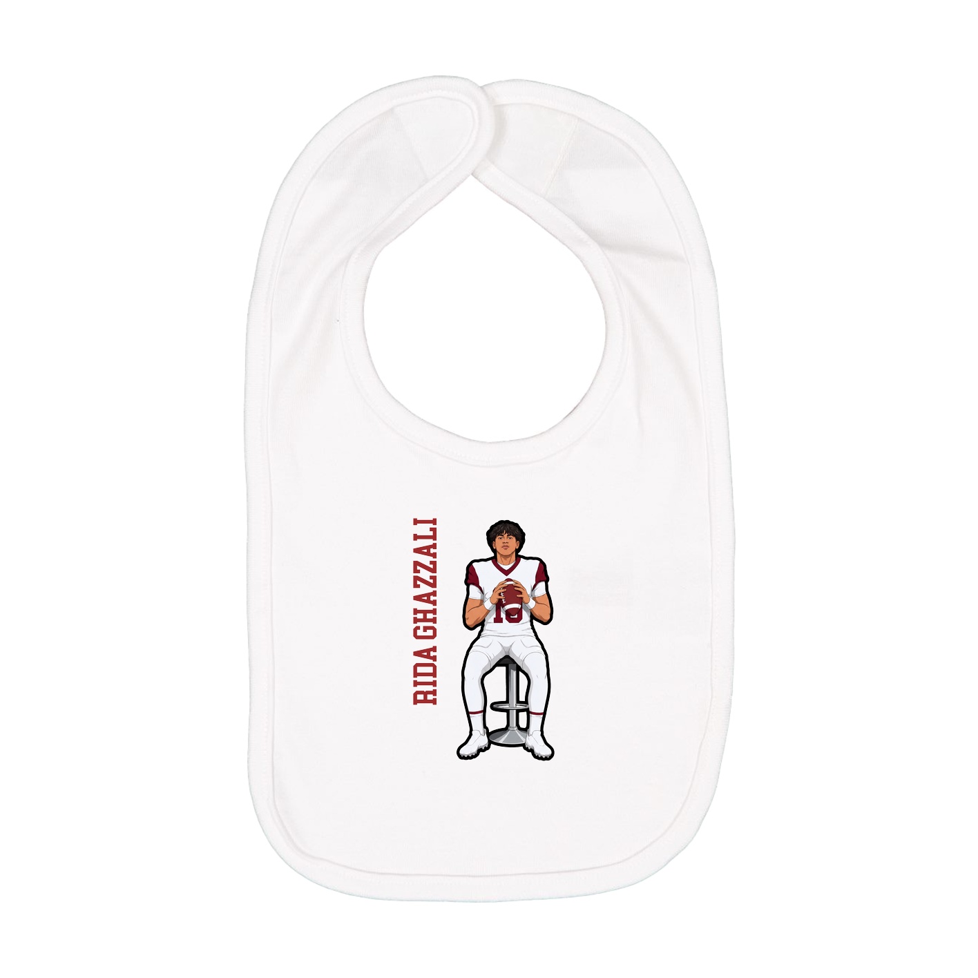 Infant Bib — Name Vertical in White