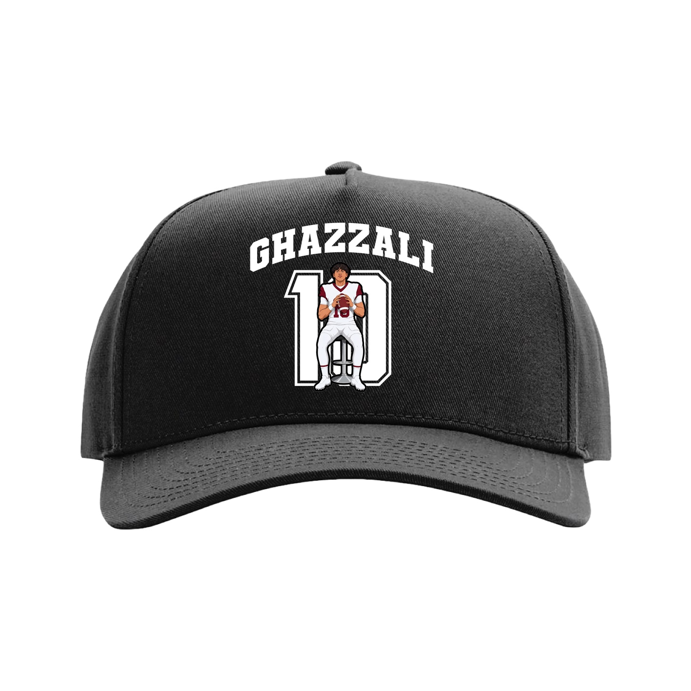 Full Fabric Five-Panel Champ Cap — Number in Black