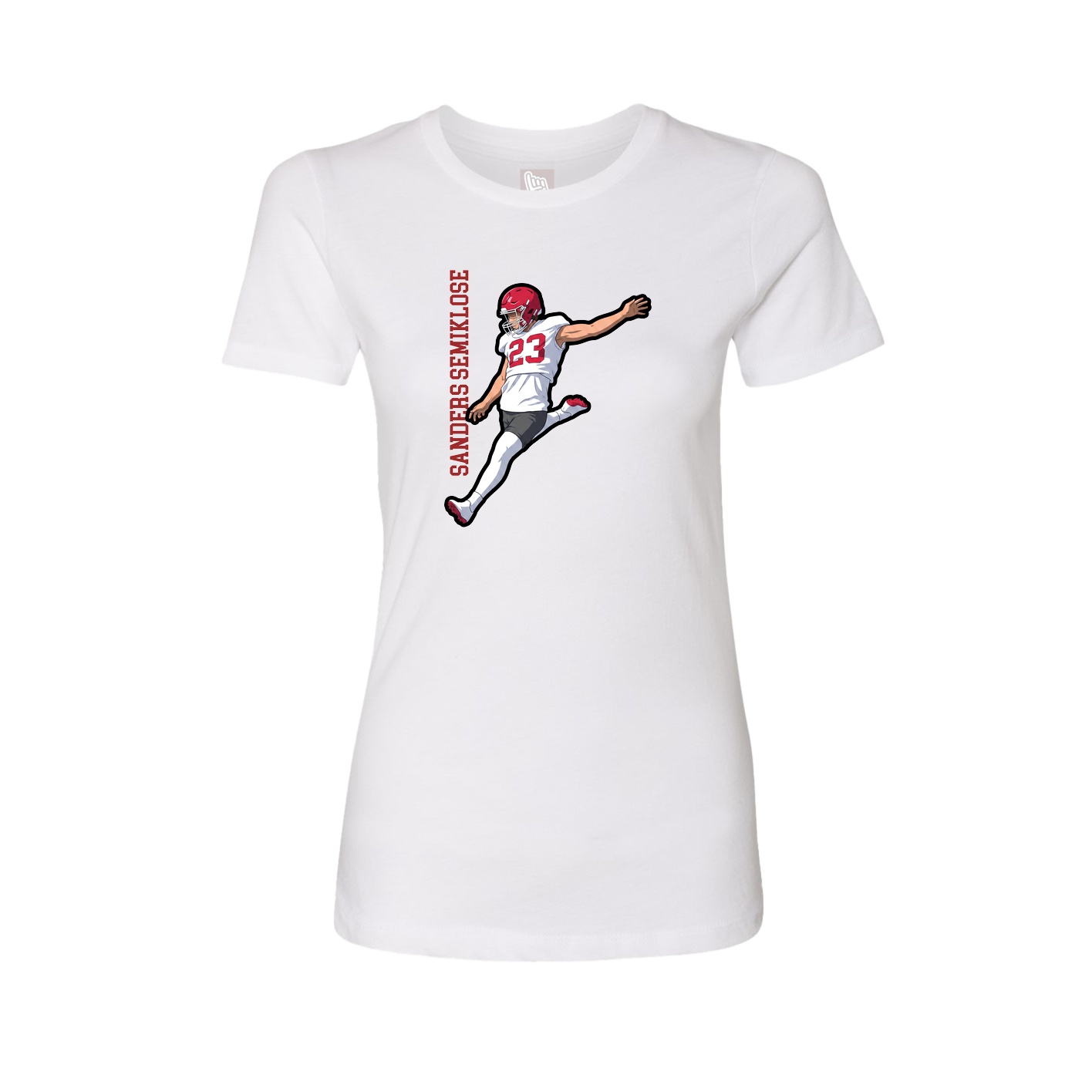 Fitted Women's Tee — Name Vertical in White