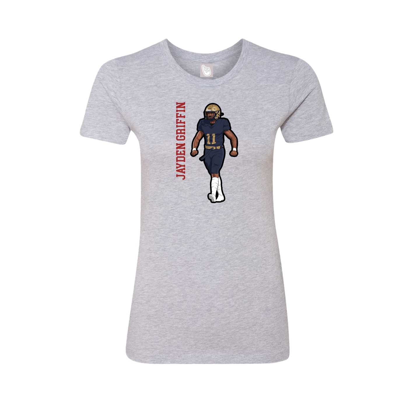 Fitted Women's Tee — Name Vertical in Grey