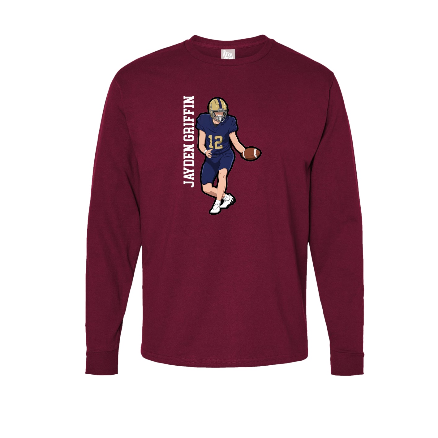 Long Sleeve Tee — Name Vertical in Cardinal