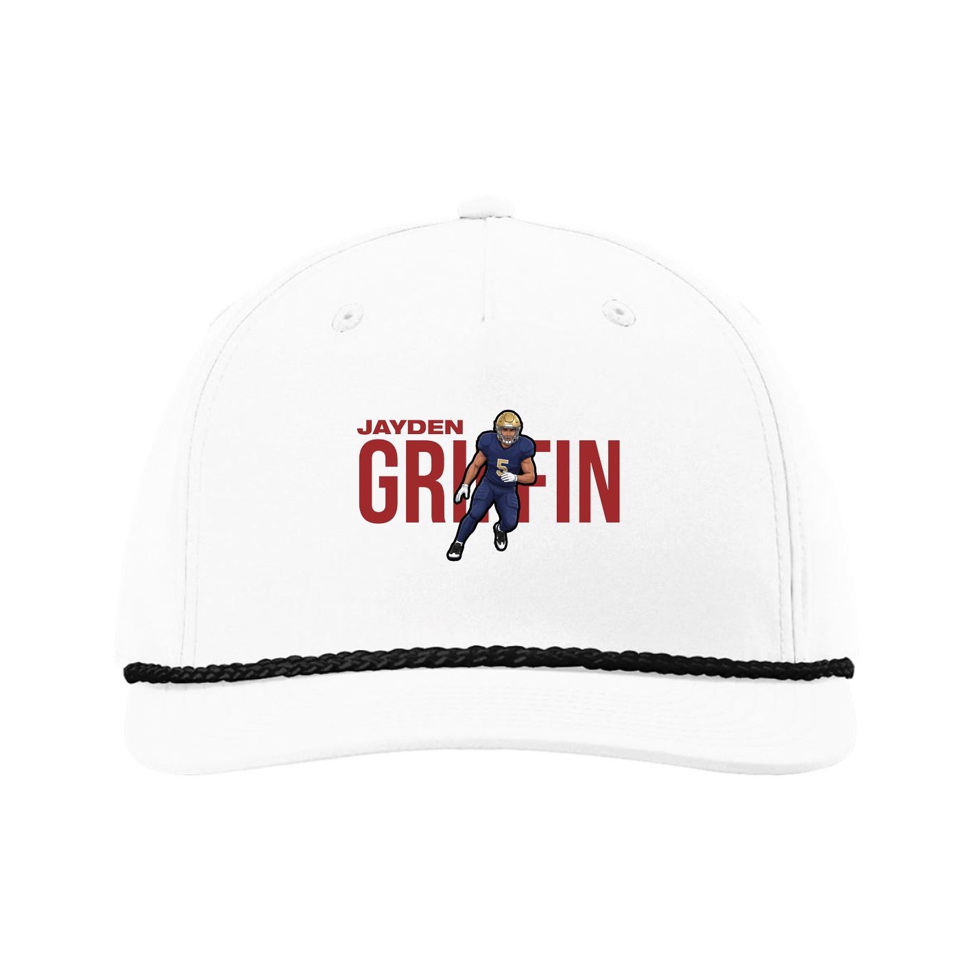 Five-Panel Classic Rope Cap — Player Name in White